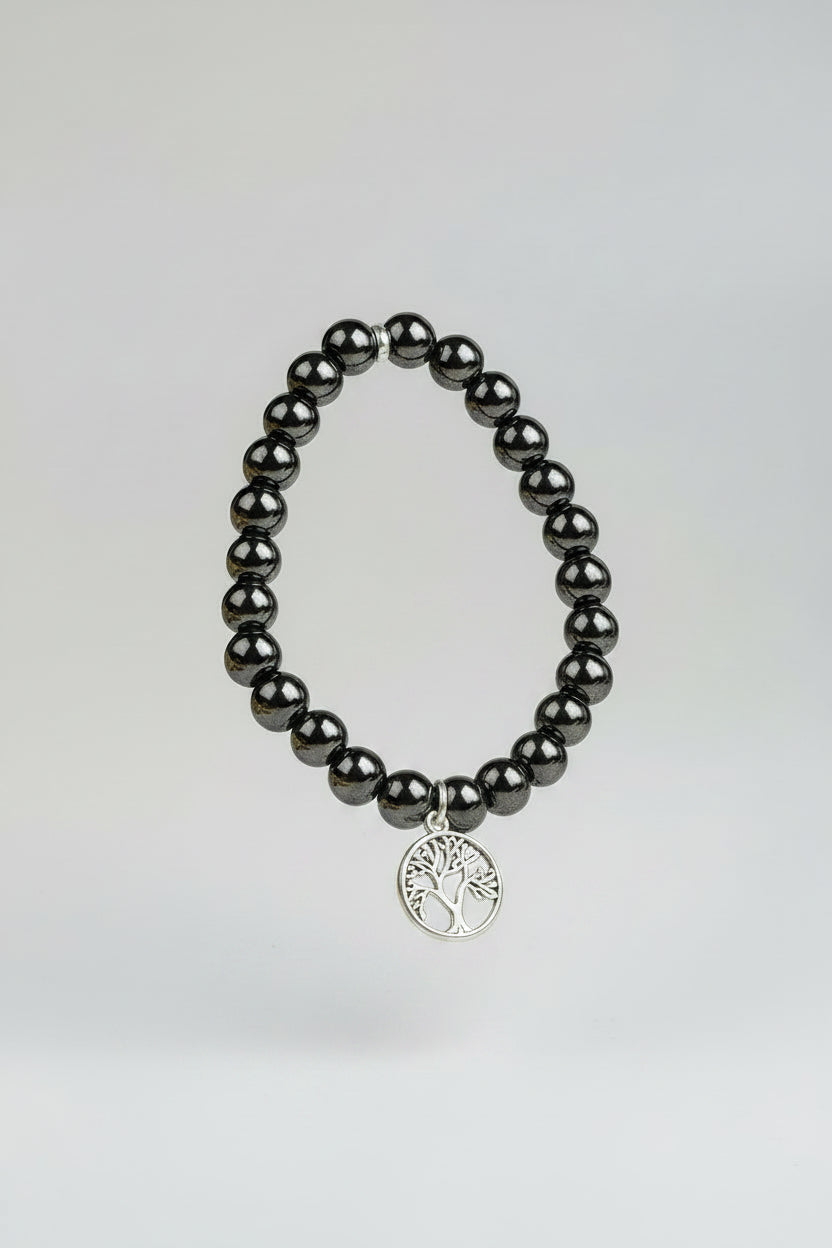 Natural Hematite Beads Tree of Life Bracelet | Gemstone Bracelet for Healing & Meditation - ManiMonk