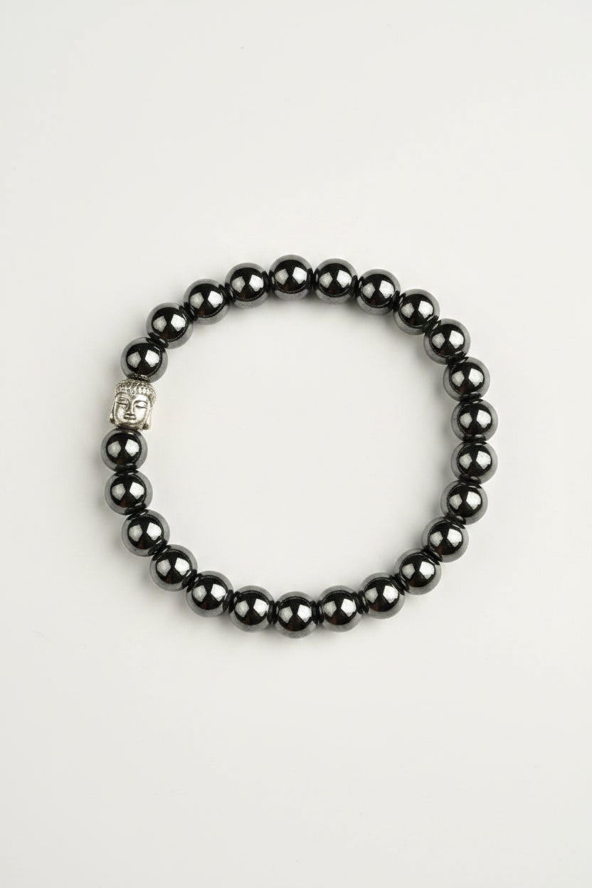 Natural Hematite Buddha Charm Bracelet | Healing & Meditation Gemstone Bracelet - ManiMonk