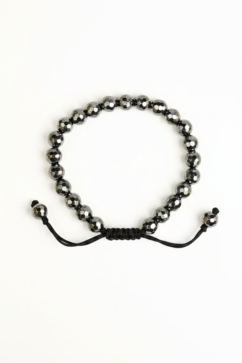 Natural Hematite Faceted Beads Bracelet | Healing & Meditation Gemstone Bracelet - ManiMonk