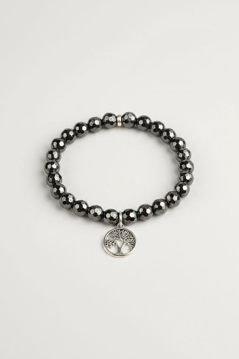 Natural Hematite Faceted Beads Tree of Life Bracelet | Healing & Meditation Gemstone Bracelet - ManiMonk