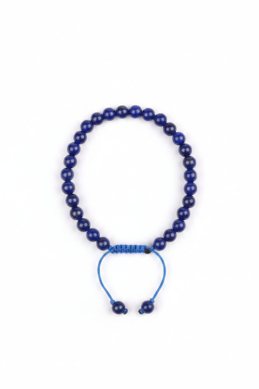 Natural Lapis Lazuli Adjustable Thread Bracelet | 10mm Gemstone Bracelet for Healing & Meditation - ManiMonk