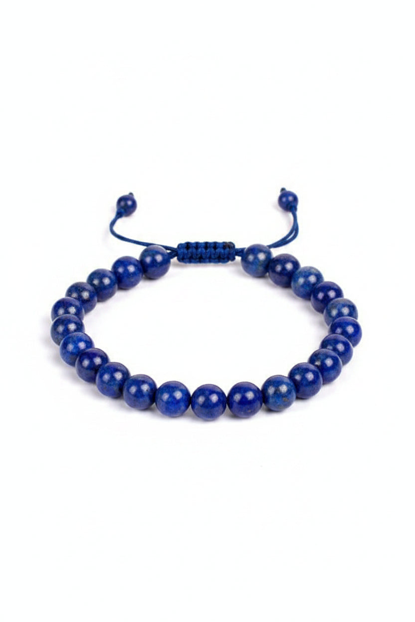 Natural Lapis Lazuli Bracelet (8 mm) – Thread Gemstone Bracelet for Healing, Meditation & Positive Energy - ManiMonk