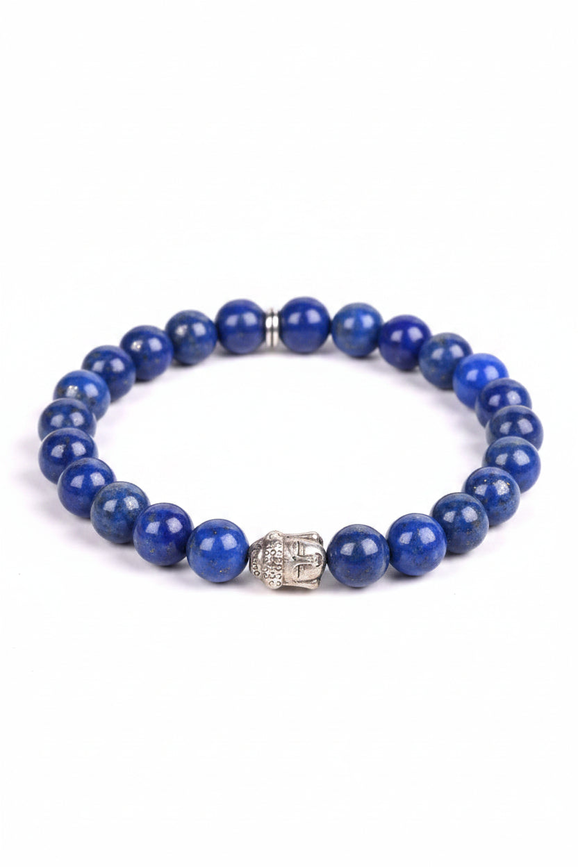 Natural Lapis Lazuli Buddha Charm Bracelet | 8mm Healing Gemstone Bracelet - ManiMonk