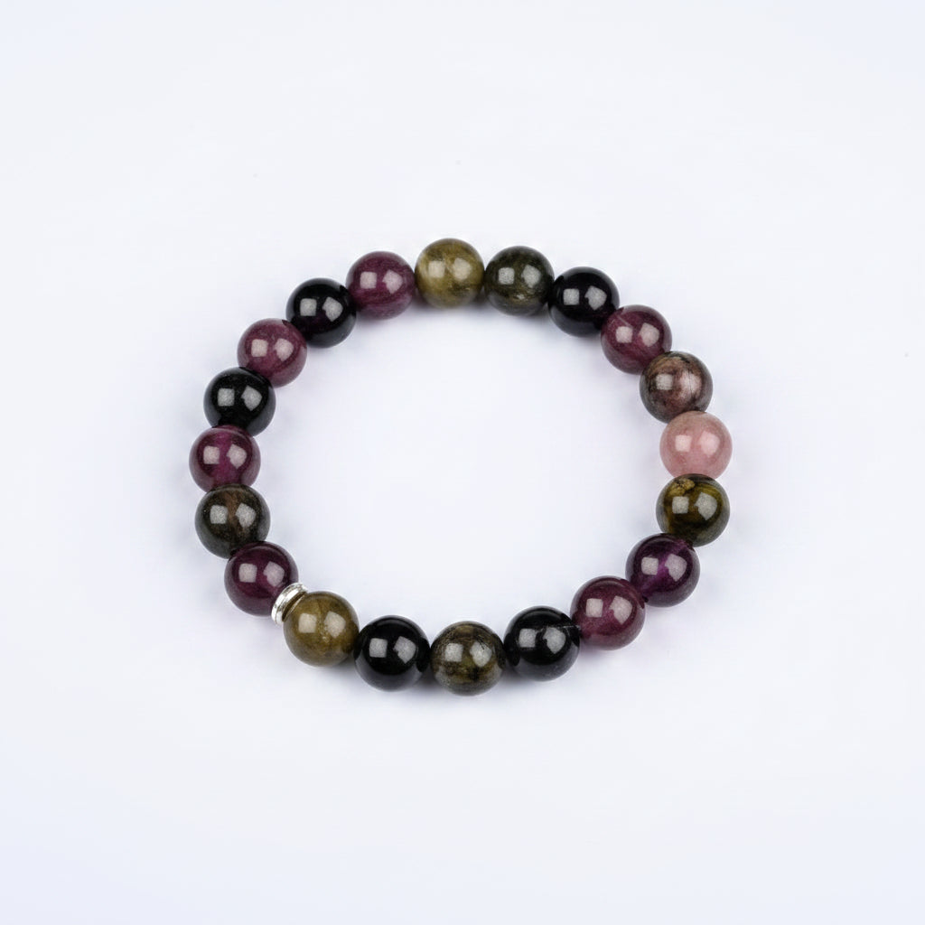 Natural Multi Tourmaline Bracelet – 8mm Gemstone Bracelet for Healing, Meditation & Positive Energy - ManiMonk