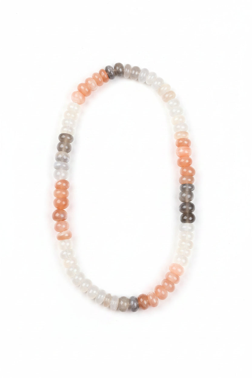 Natural Multicolour Moonstone Button Beads Necklace-10 mm Gemstone - ManiMonk
