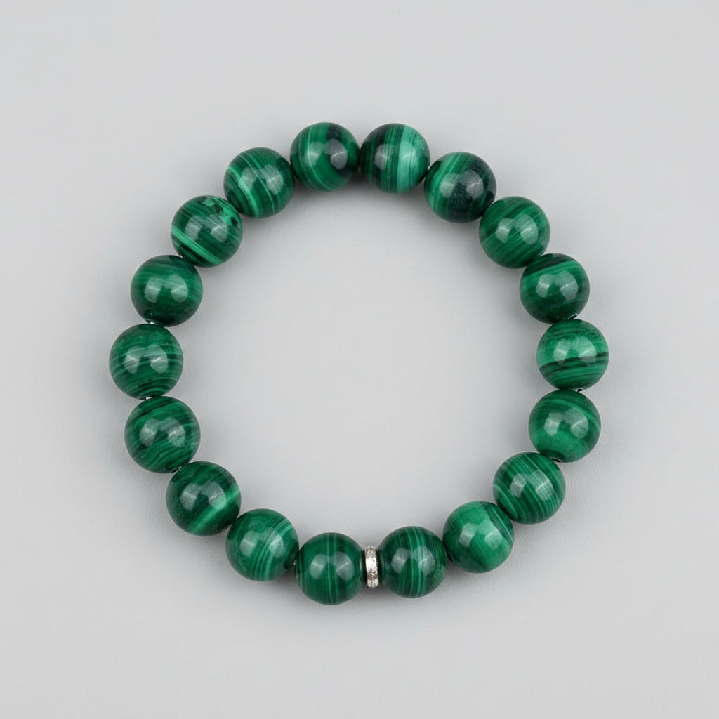 Malachite Bracelet – 10mm Natural Gemstone Bracelet for Healing, Meditation & Positive Energy - ManiMonk