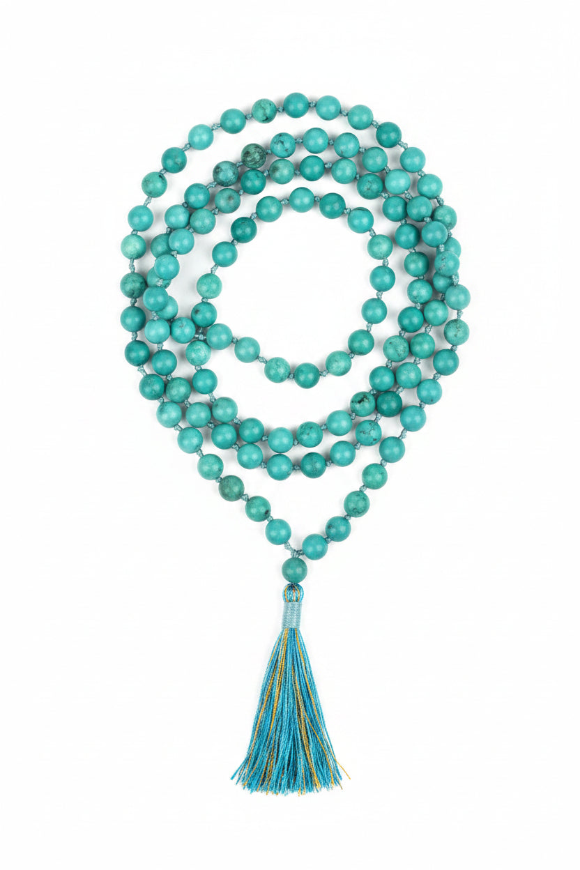 Natural Turquoise Firoza Mala – 8mm Gemstone Beads - ManiMonk