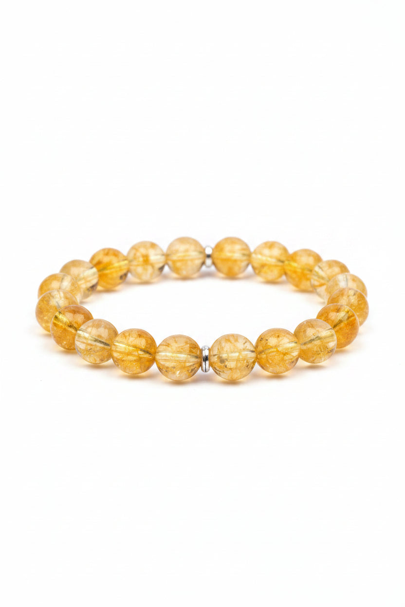 Natural Yellow Citrine Bracelet – 10mm Gemstone Bracelet for Healing, Meditation & Positive Energy - ManiMonk