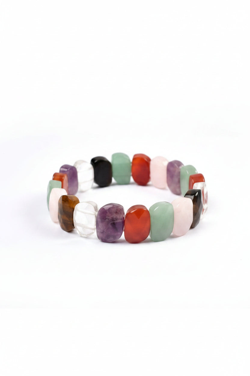 Natural Navratna Gemstone Faceted Bracelet | Healing, Meditation & Positive Energy - ManiMonk