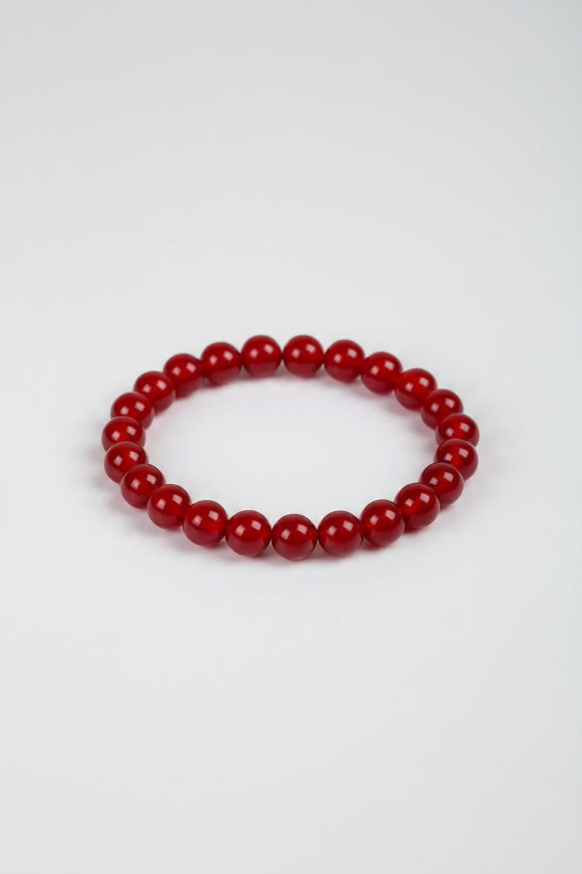 Natural Red Agate Round Bead Bracelet | Healing & Meditation Gemstone Bracelet - ManiMonk