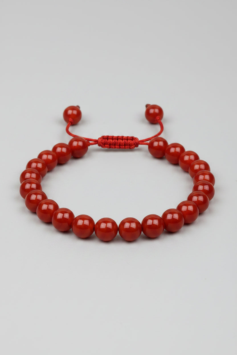 Natural Red Carnelian Adjustable Bracelet | 8mm Gemstone Bracelet for Healing & Meditation - ManiMonk