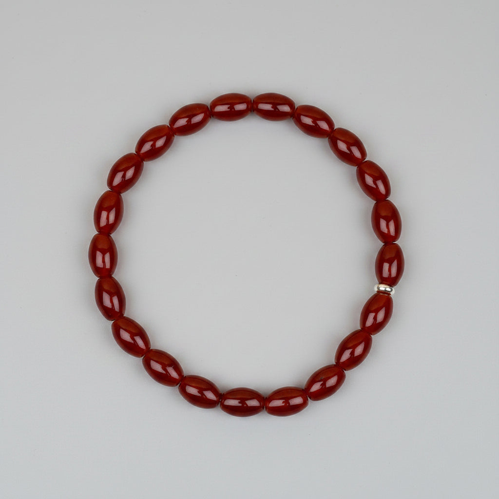 Mani monk Natural Red Carnelian Oval Beads Bracelet | Healing & Meditation Gemstone