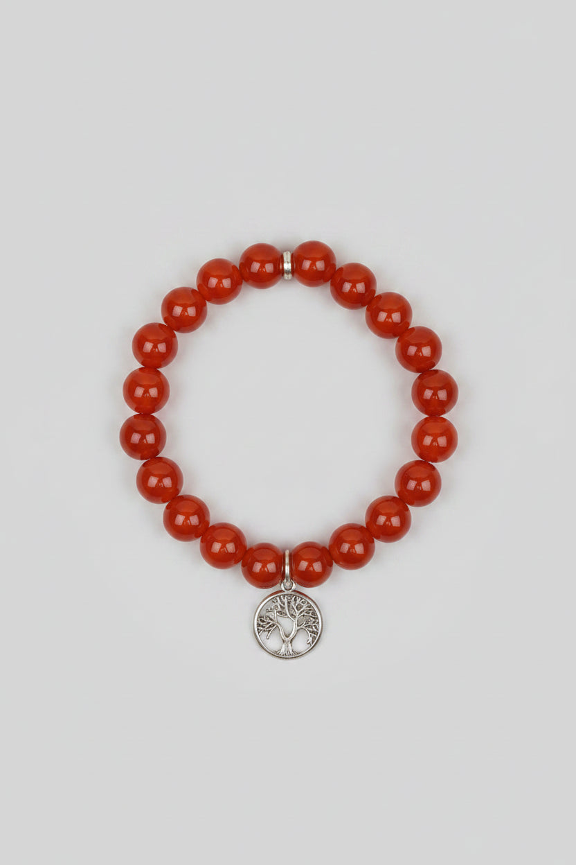 Natural Red Carnelian Tree of Life Bracelet | 10mm Gemstone Bracelet for Healing & Meditation - ManiMonk