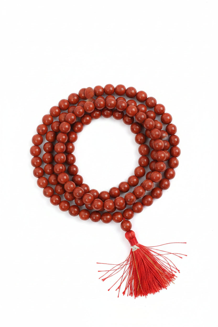 Natural Red Jasper Necklace (8 mm)-108+1 Beads Gemstone - ManiMonk