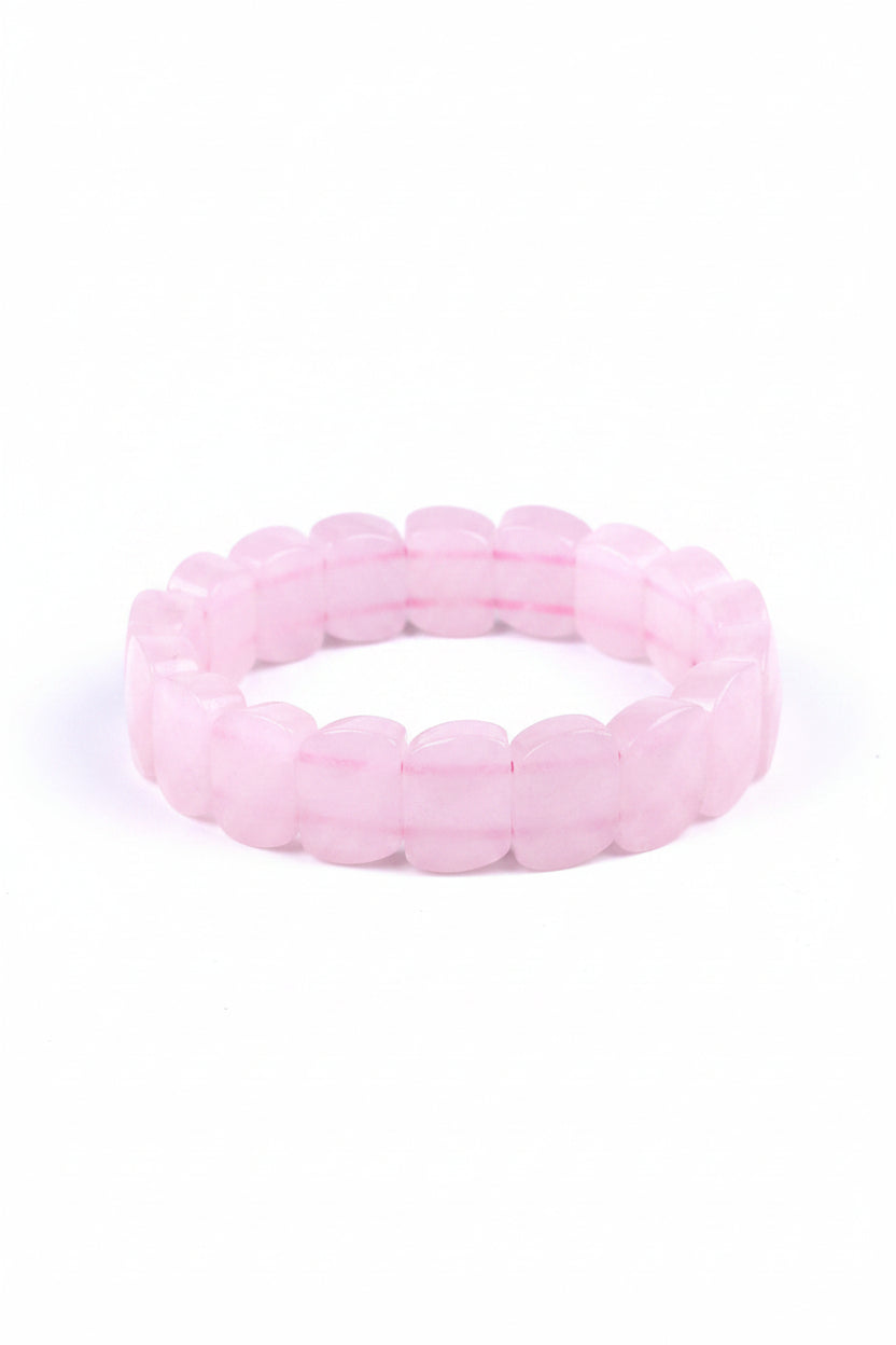 Natural Rose Quartz Faceted Rhombus Beads Bracelet | Healing & Meditation Gemstone - ManiMonk