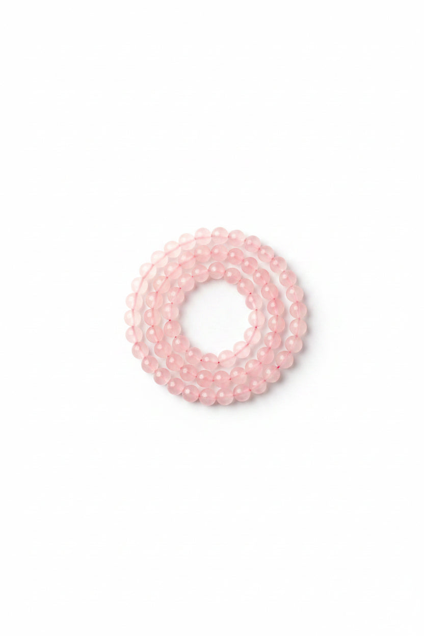Natural Rose Quartz Round Mala (10 mm)-108+1 Beads Gemstone - ManiMonk