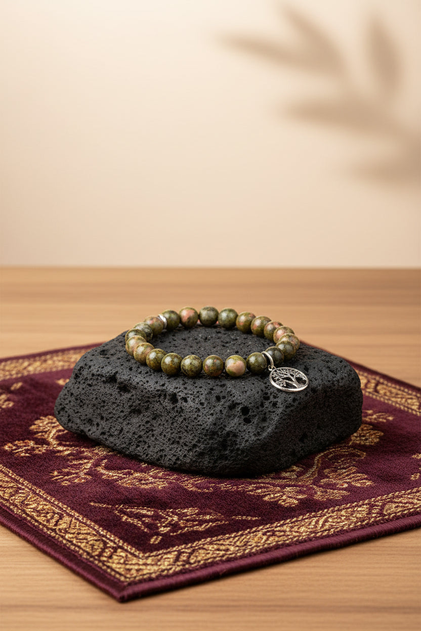 Natural Unakite Tree of Life Bracelet | Healing & Meditation Gemstone Bracelet - ManiMonk