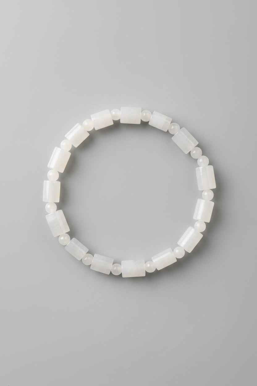 Natural White Agate Bracelet | Gemstone Bracelet for Healing & Meditation - ManiMonk