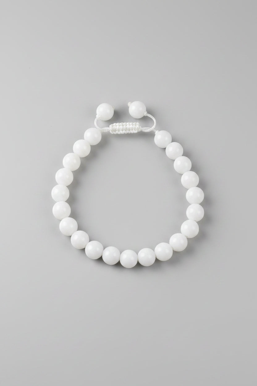 Natural White Agate Bracelet | Adjustable Thread | Healing & Meditation Gemstone Bracelet - ManiMonk