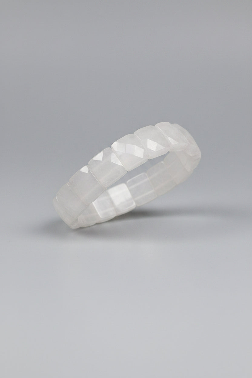 Natural White Agate Faceted Bracelet | Healing & Meditation Gemstone Bracelet - ManiMonk