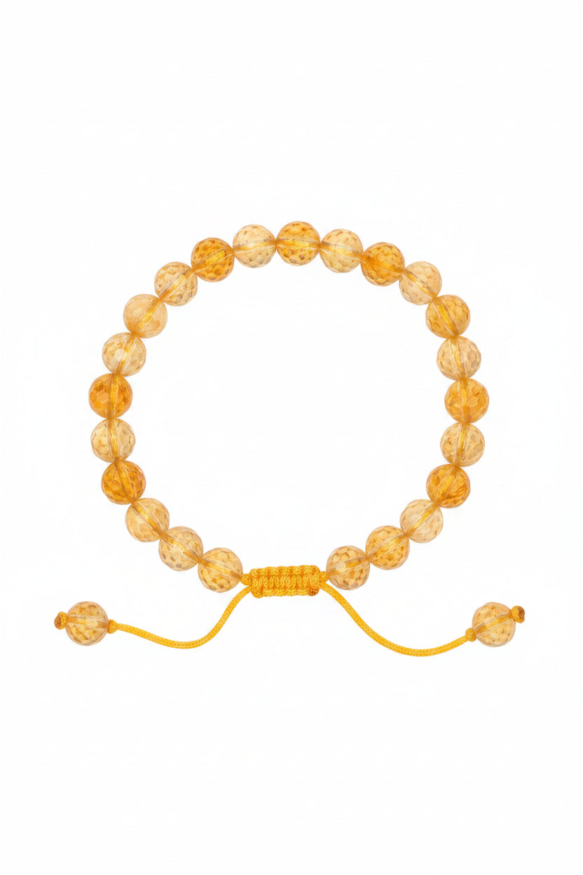 Natural Yellow Citrine Faceted Adjustable Bracelet | 8mm Gemstone Bracelet - ManiMonk