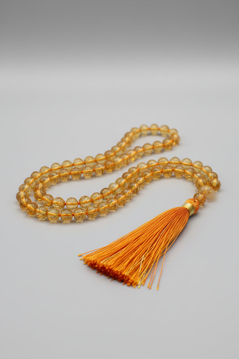 Natural Yellow Citrine Faceted Beads Mala-8 mm Gemstone