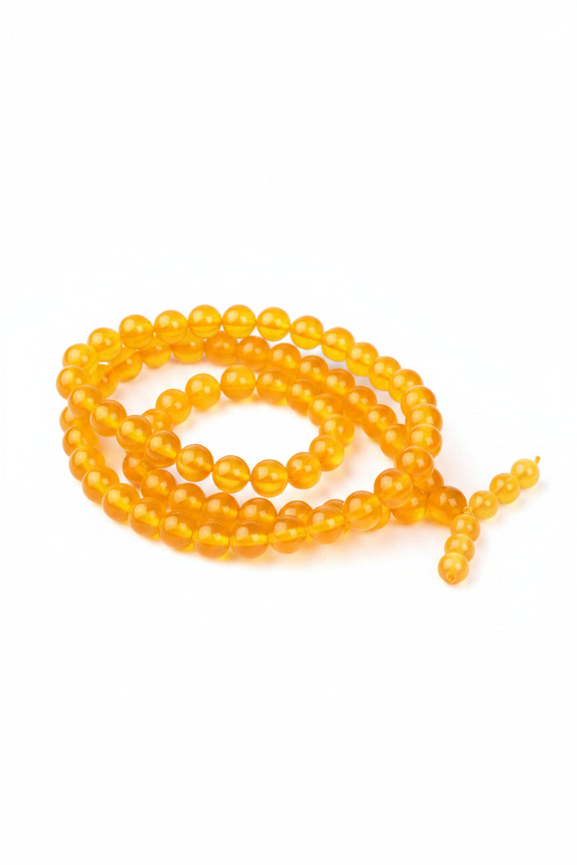 Natural Yellow Jade Mala – 108+1 Beads | 8mm Gemstone Prayer Beads - ManiMonk