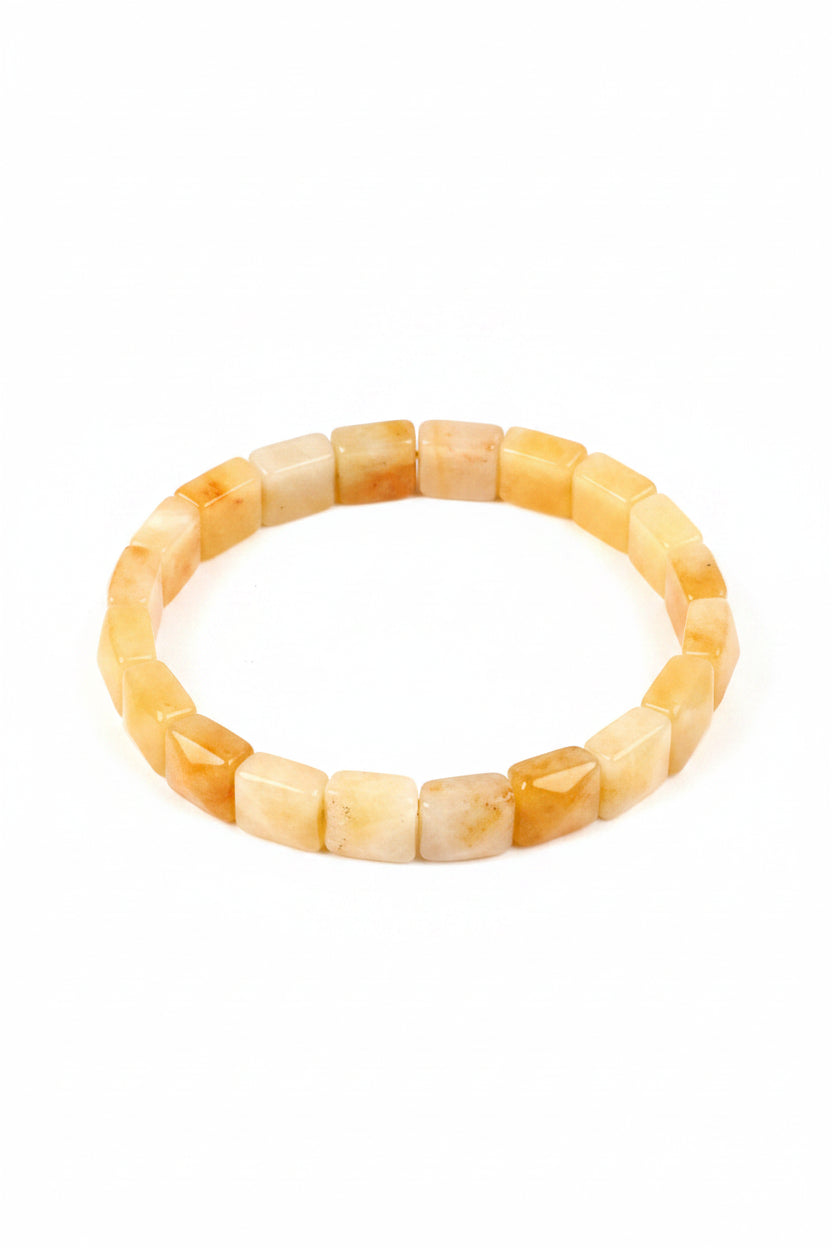 Natural Yellow Jade Square Bead Bracelet | Healing & Positive Energy Gemstone - ManiMonk