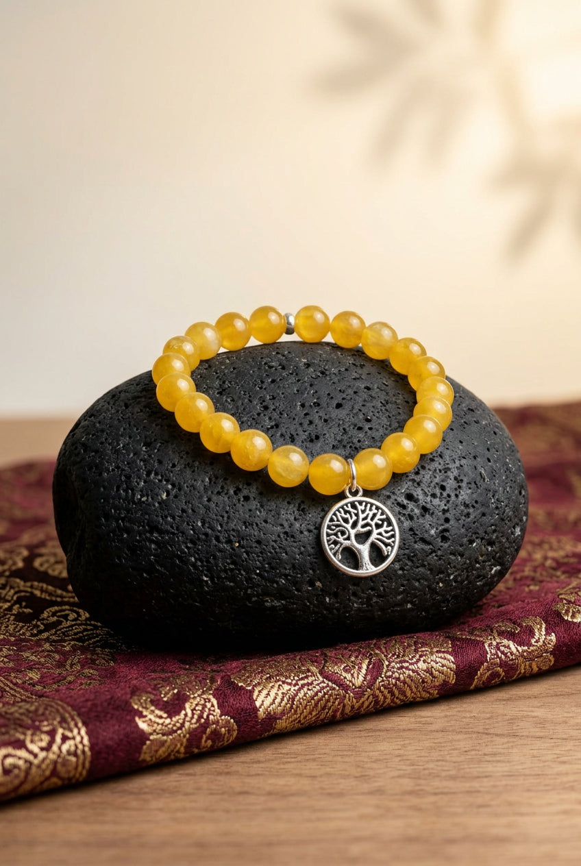 Natural Yellow Jade Tree of Life Bracelet | Healing & Positive Energy Gemstone - ManiMonk