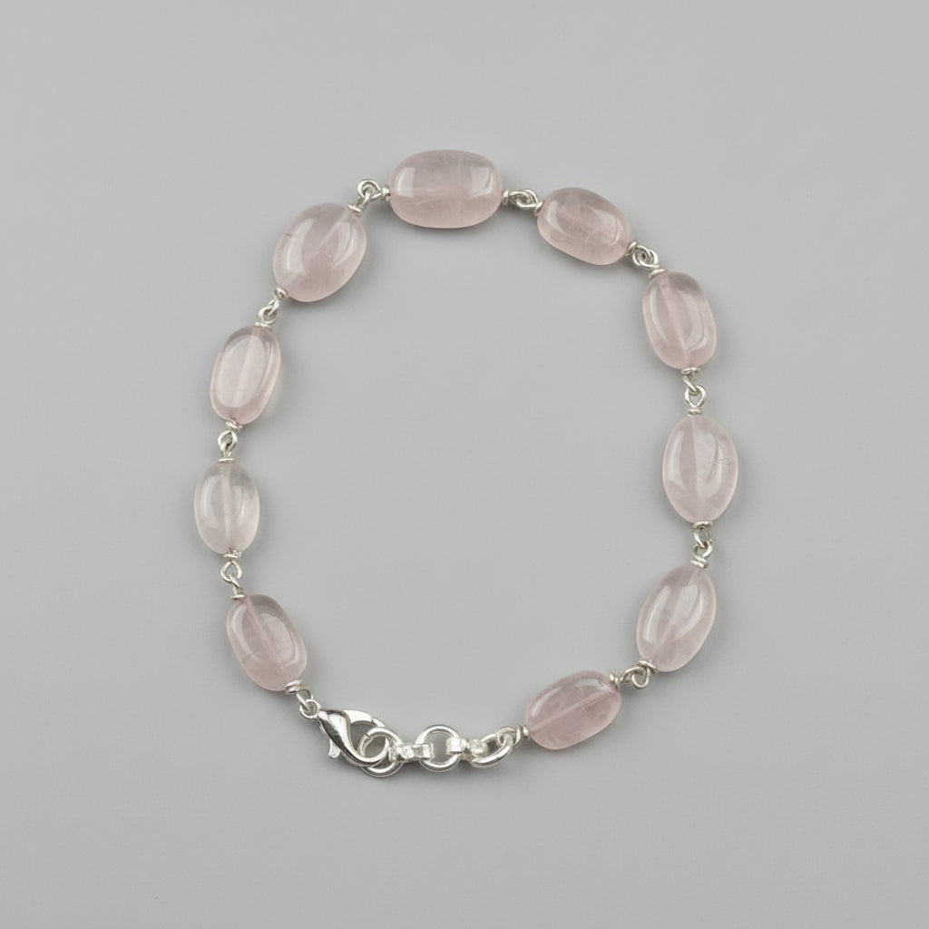 Oval Rose Quartz Bracelet (Design II)