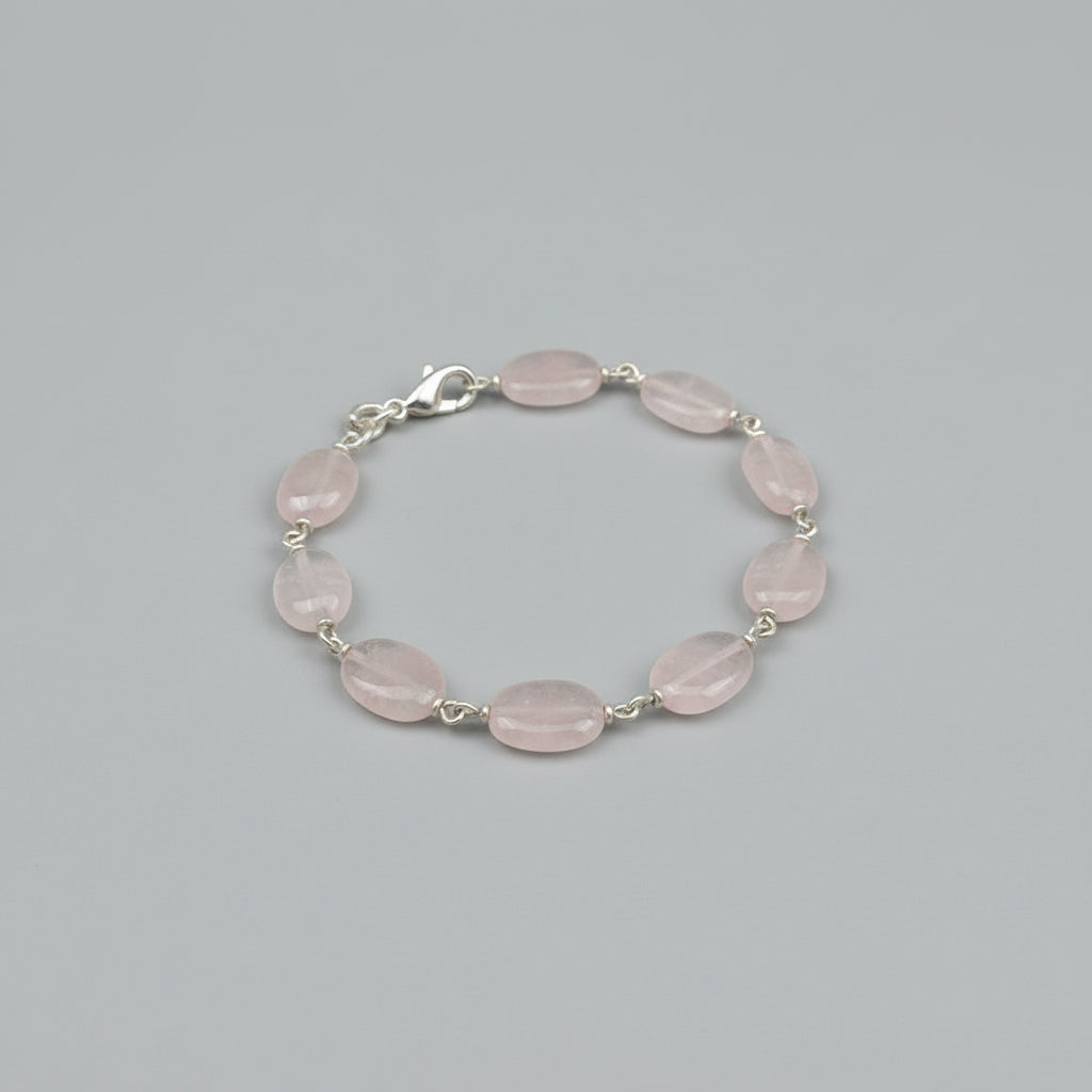 Oval Rose Quartz Bracelet (Design II)