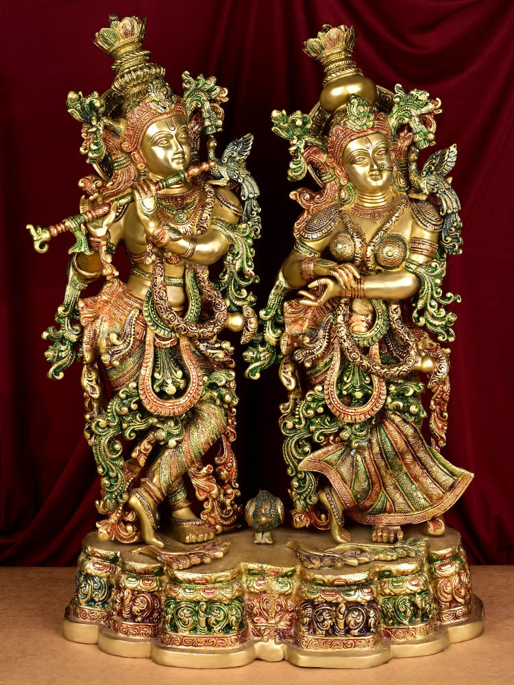 Divine Radha Krishna Brass Idol