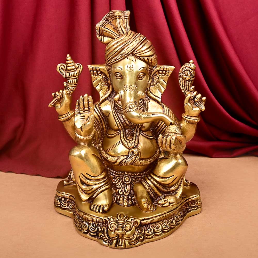 Pagdi Ganesh Brass Murti