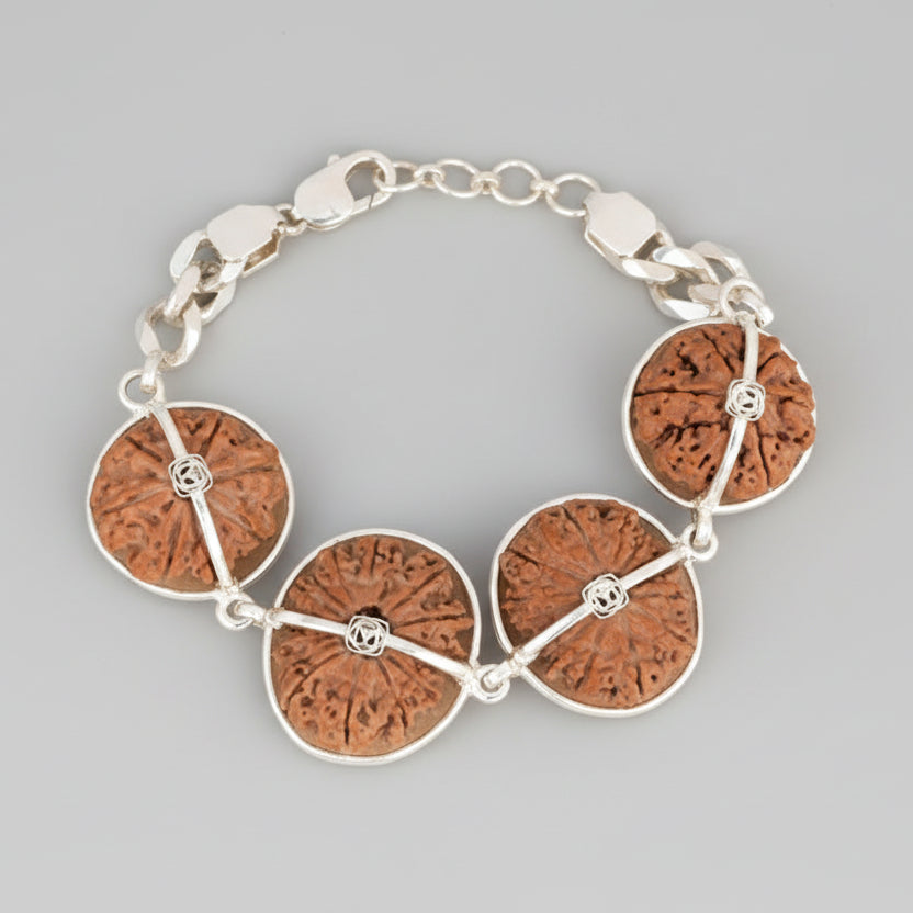 Angarkaya Bracelet-Nepal-Regular-Silver Basket With Metallic Stretchable Band