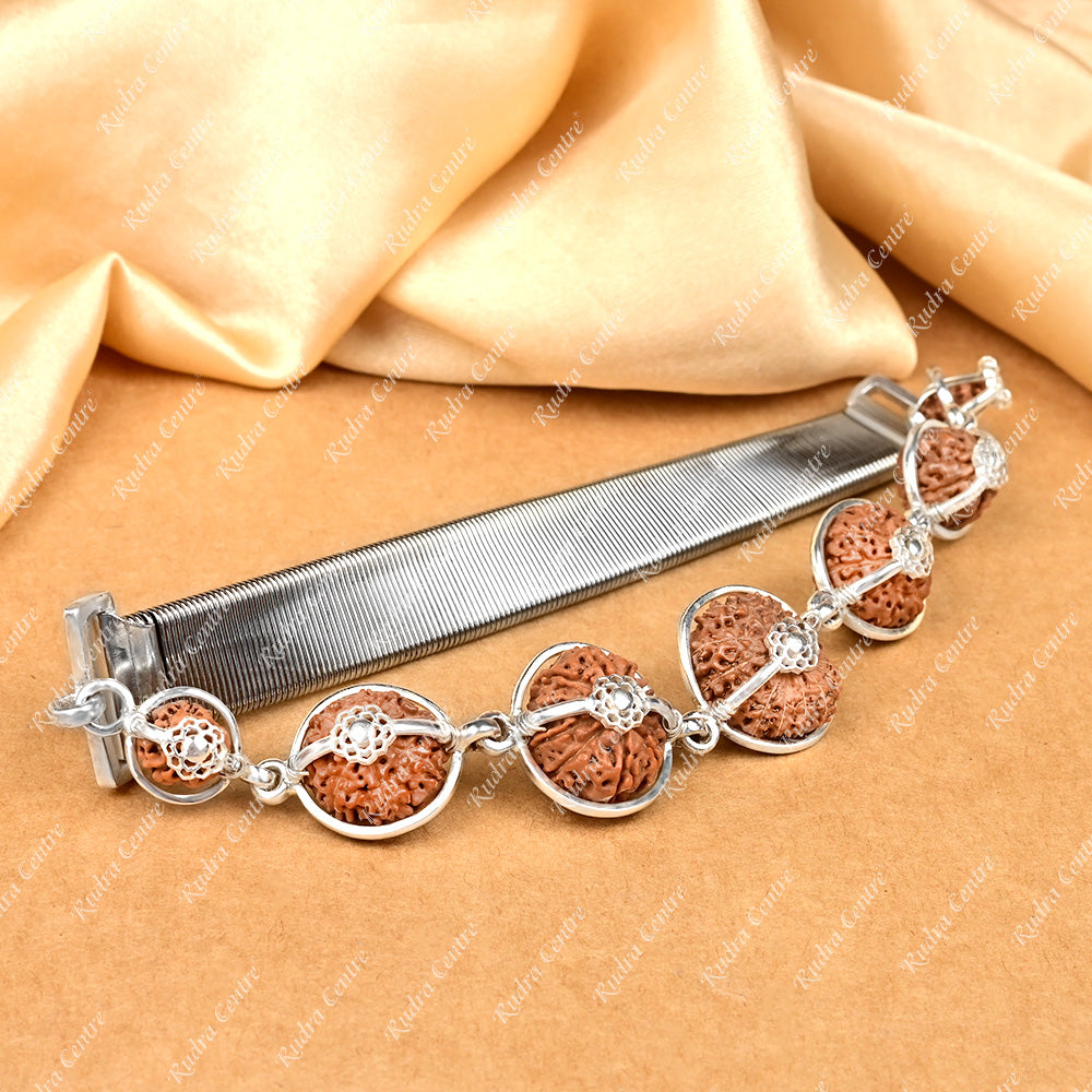 Supreme Healing Bracelet-Java-Small-Silver Basket With Metallic Stretchable Band