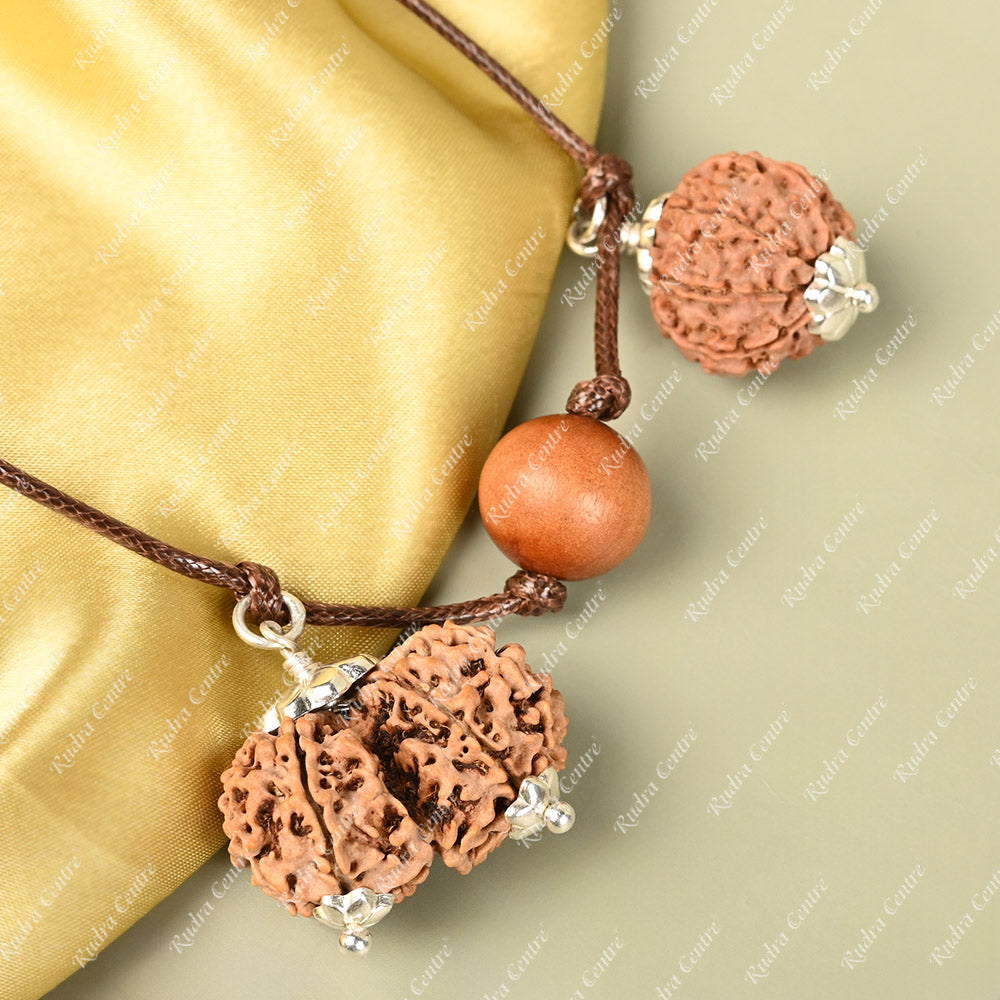 Laxmi Vriddhi Pendant-Nepal-Small-925 Silver Caps x Red Sandal Beads