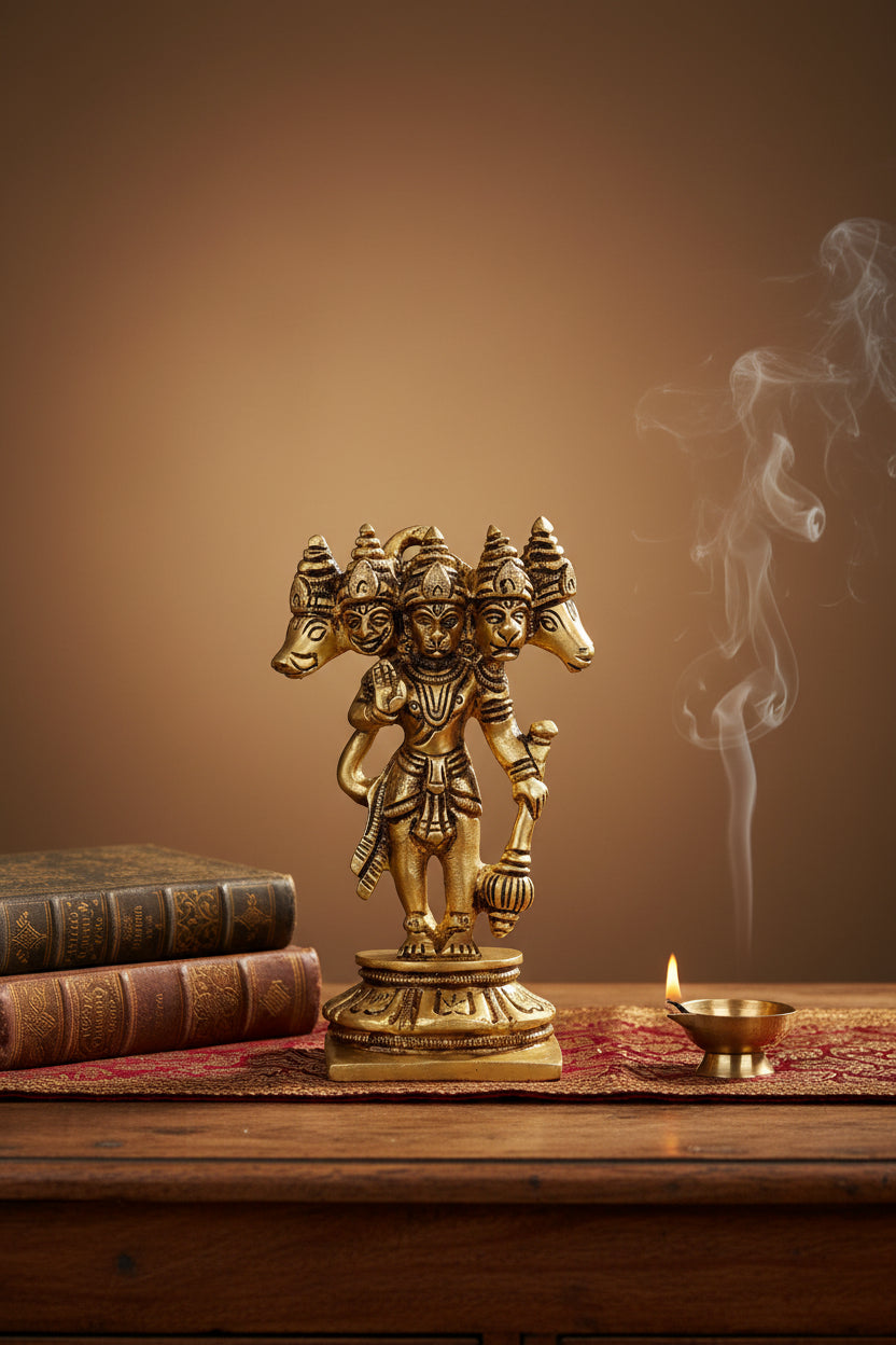 Panchmukhi Hanuman Brass Idol in Standing Pose - ManiMonk