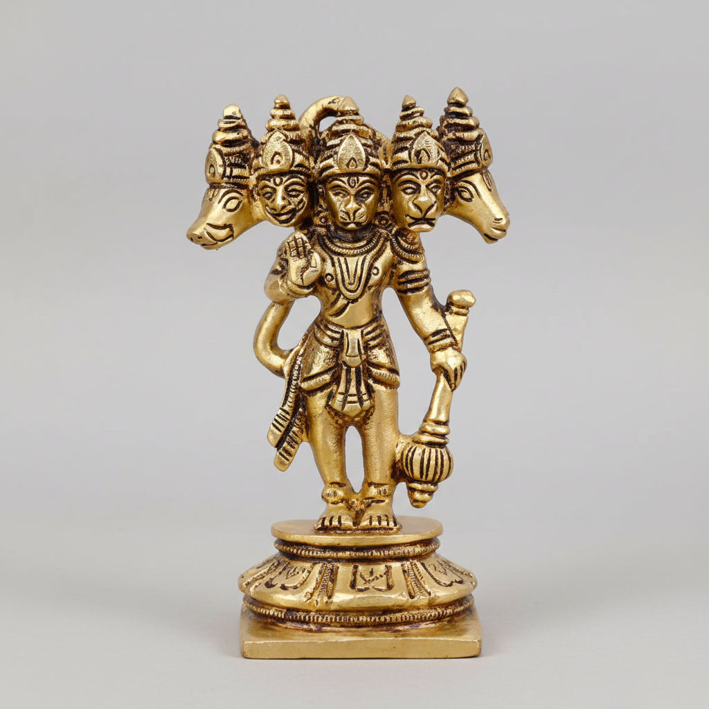 Panchmukhi Hanuman Brass Idol | Standing Pose | 4 Inch | ManiMonk