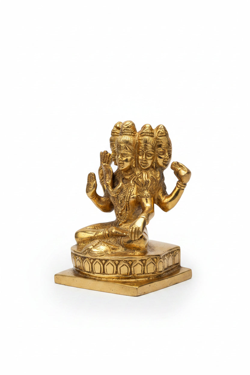 Pashupatinath Brass Idol Gold Finish Handcrafted Pure Brass Lord Pashupatinath Shiva Murti for Home Mandir - ManiMonk