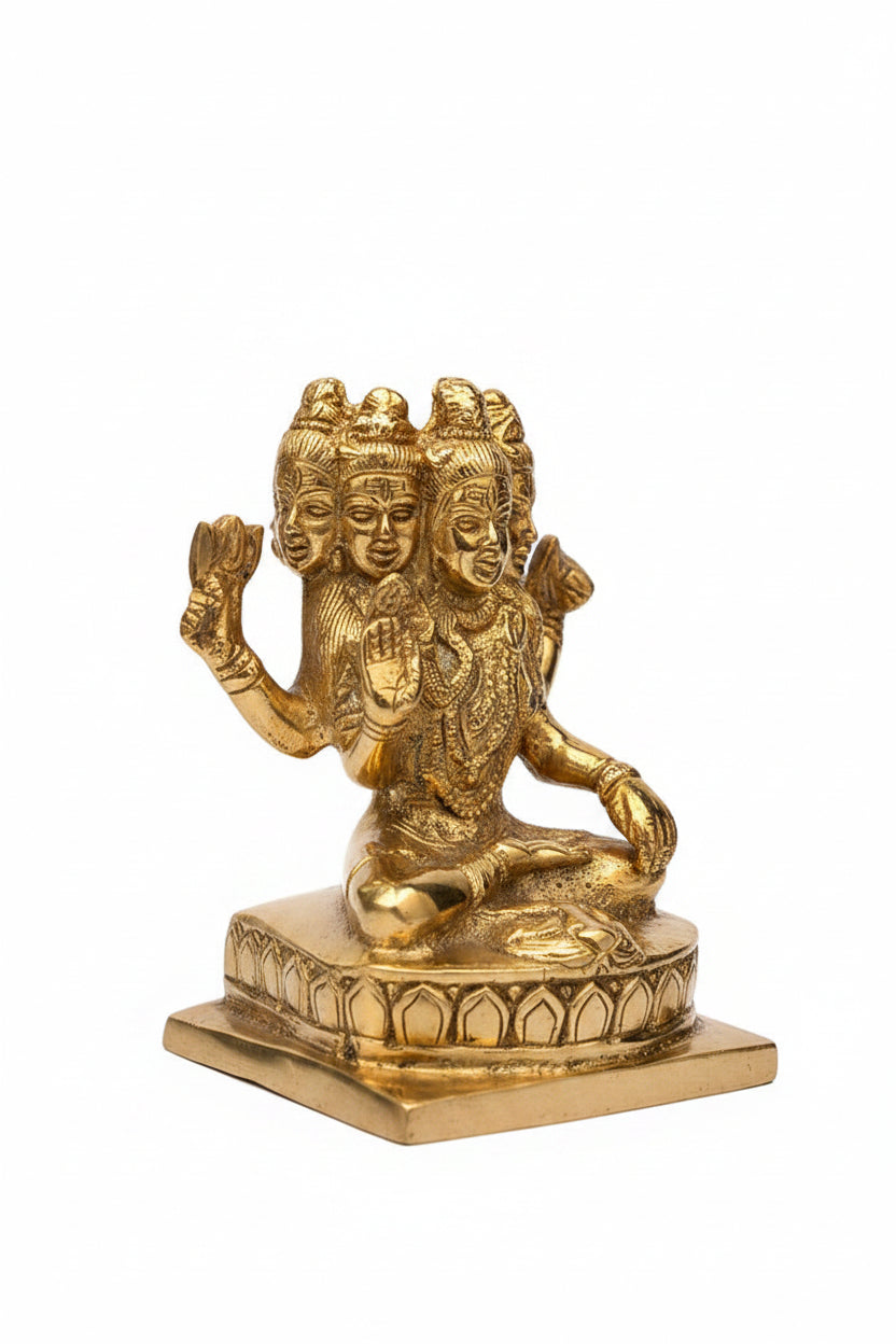 Pashupatinath Brass Idol Gold Finish Handcrafted Pure Brass Lord Pashupatinath Shiva Murti for Home Mandir - ManiMonk