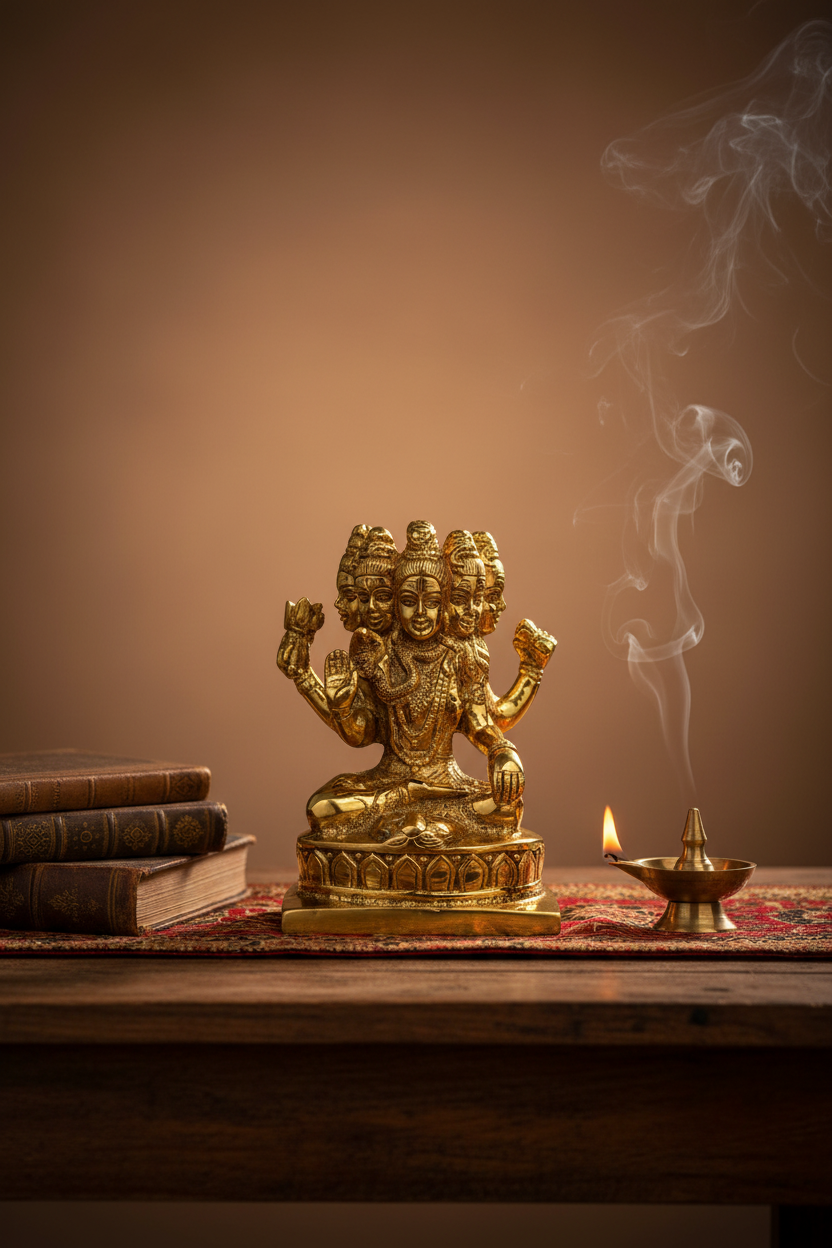 Pashupatinath Brass Idol Gold Finish Handcrafted Pure Brass Lord Pashupatinath Shiva Murti for Home Mandir