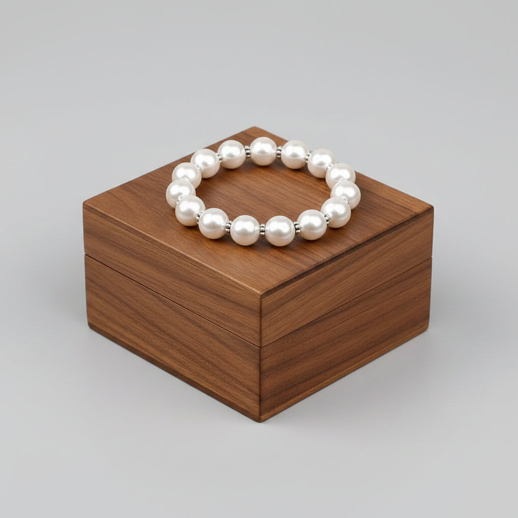 Pearl Silver Chakri Bracelet