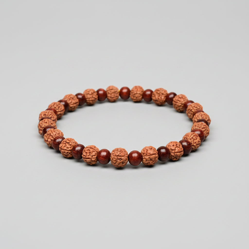 Premium 5 Mukhi Rudraksha x Red Sandalwood Bracelet-10 mm