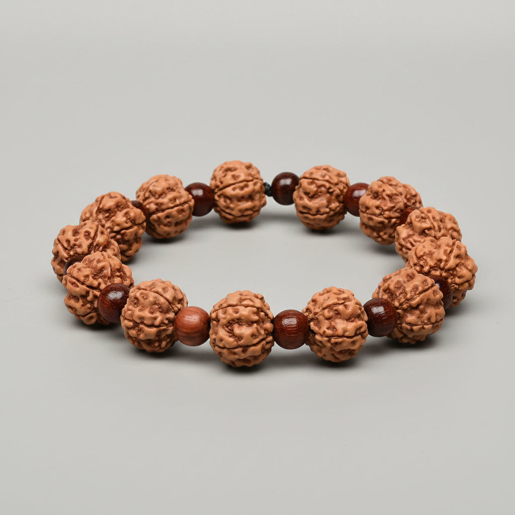 Premium 5 Mukhi Rudraksha x Red Sandalwood Bracelet-8 mm