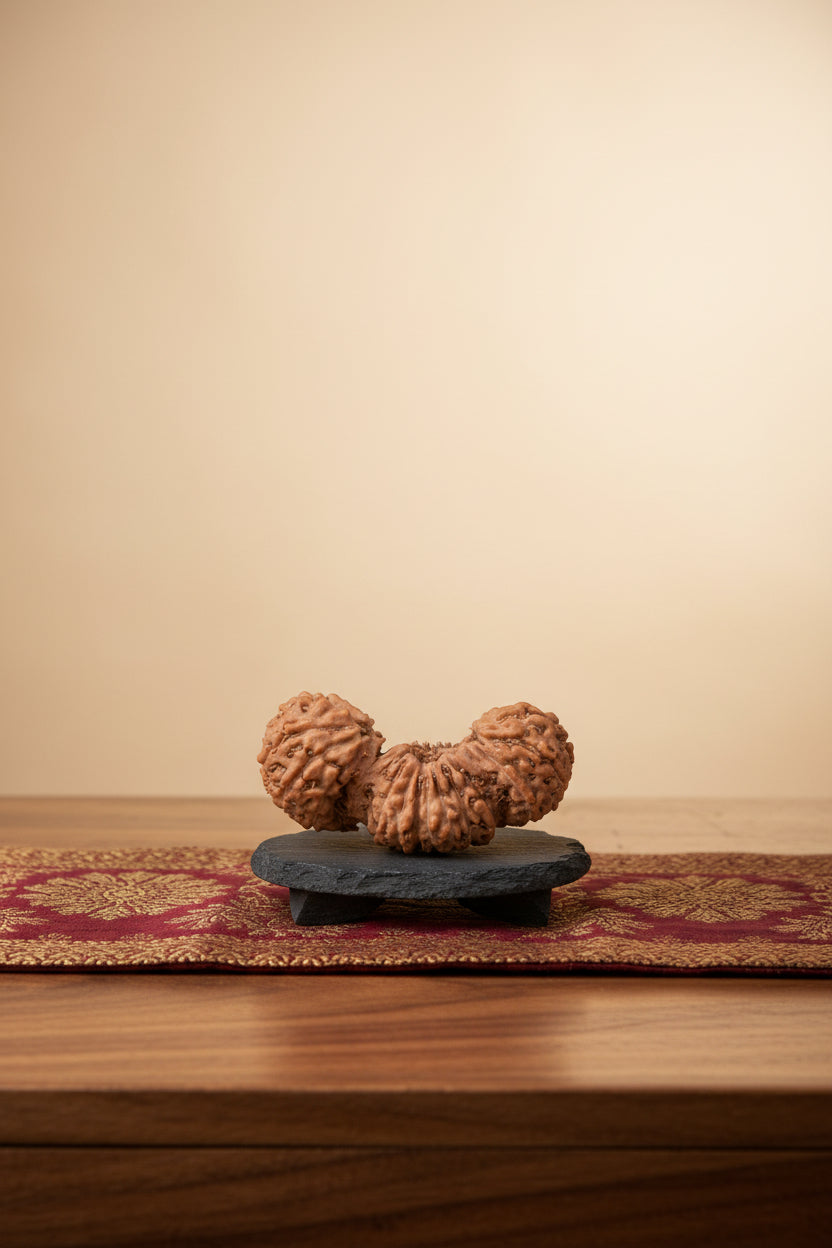 Premium Java Indonesian Trijuti Rudraksha Bead – 21 mm - ManiMonk