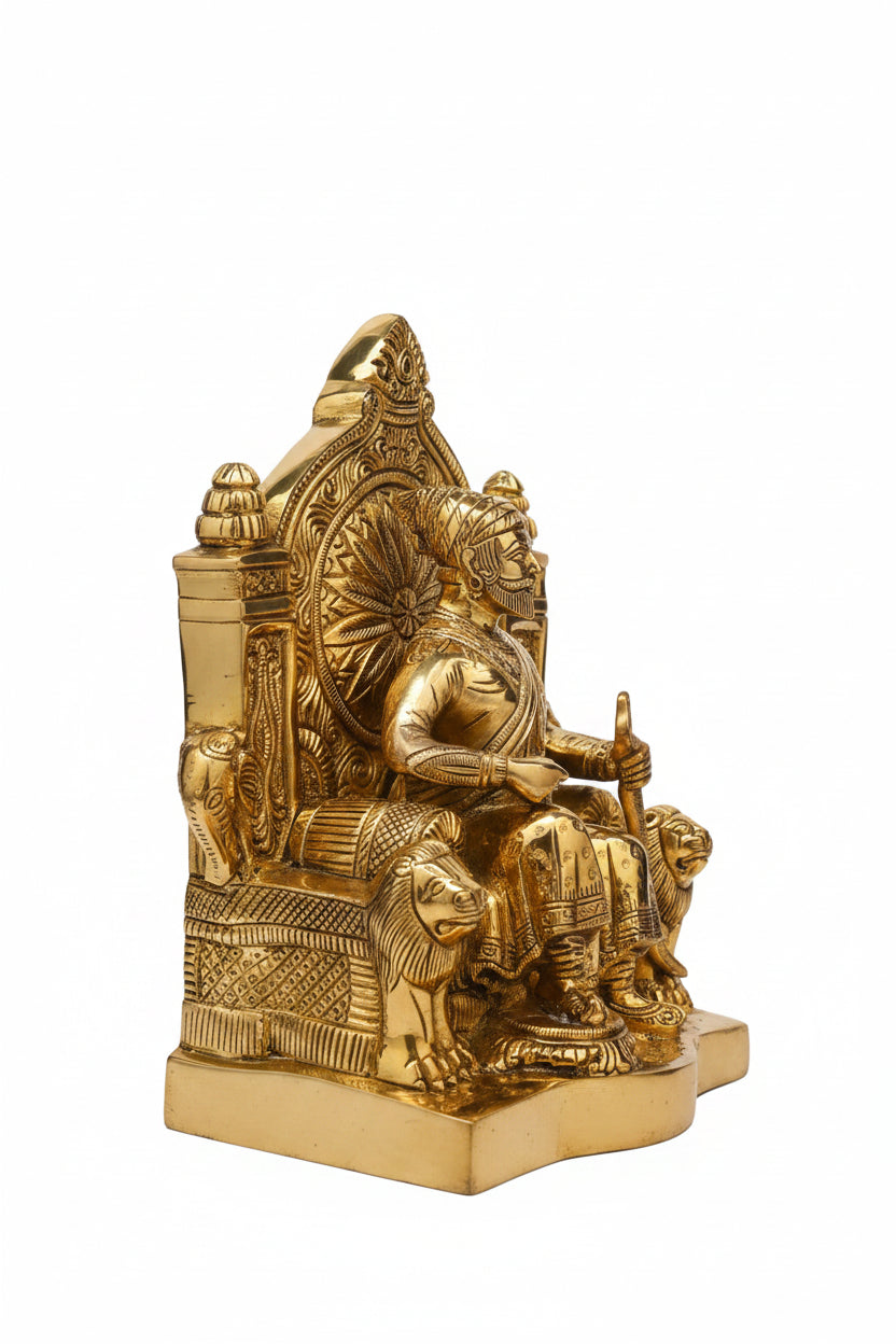 Pure Brass Chhatrapati Shivaji Maharaj Statue 10 Inch Large Handcrafted Idol for Home Office and Gifting - ManiMonk