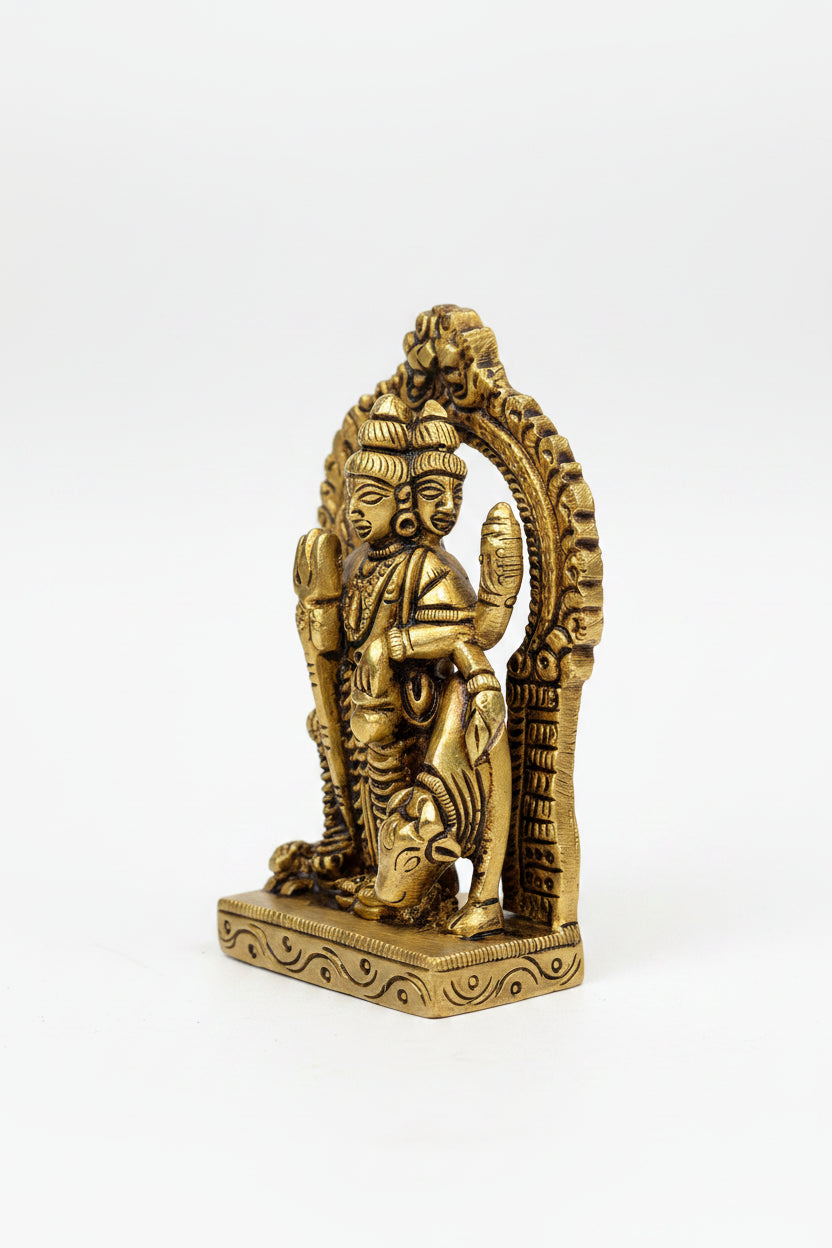 Pure Brass Lord Dattatreya Idol 3.3 Inch Compact Mini Handcrafted Murti for Home Mandir Travel Altar and Gifting - ManiMonk