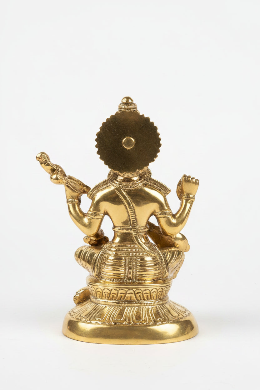 Pure Brass Maa Saraswati Murti 6.5 Inch Handcrafted Idol for Puja Room Study and Home Temple