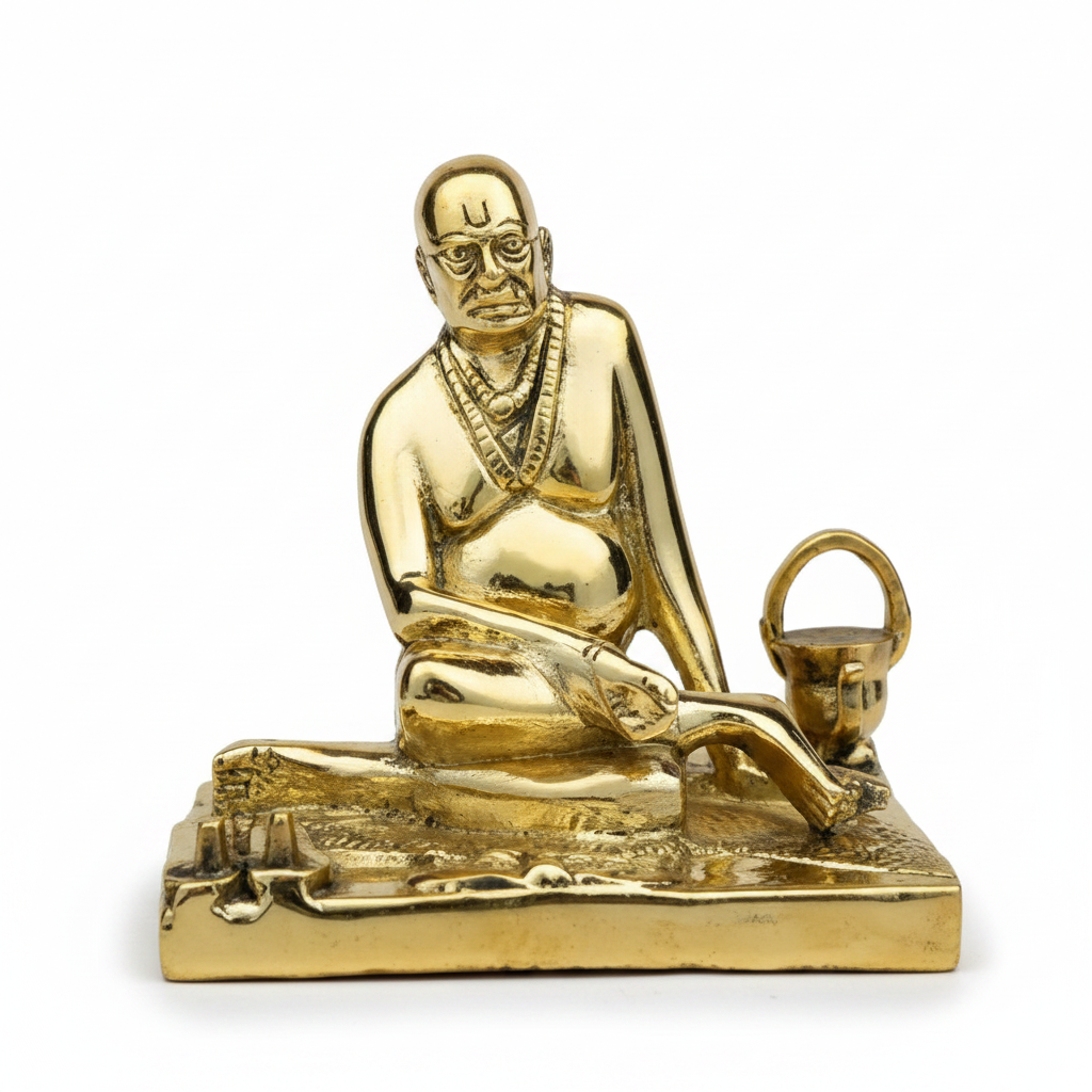 Pure Brass Shree Swami Samarth Murti 4.4 Inch Handcrafted Idol for Home Mandir Puja and Gifting - ManiMonk