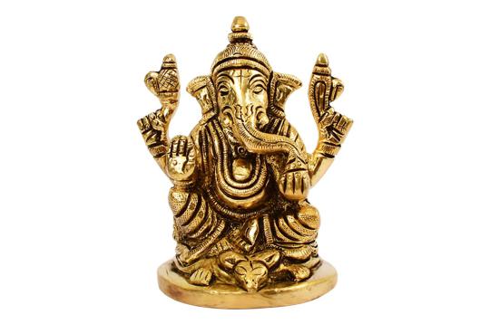 Chaturbhuj Ganesh Brass Idol